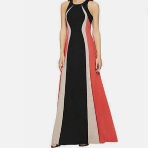 BCBG MAXAZRIA COLOUR BLOCK, RAZOR BACK, LONG DRESS, SIZE US 8